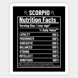 Scorpio Nutrition Facts Label Magnet